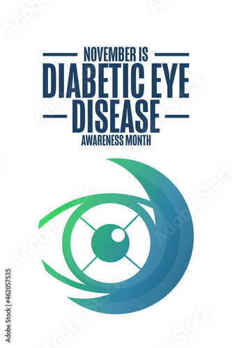 November is Diabetic Eye Disease Awareness Month. Holiday concept. Template for background, banner, card, poster with text inscription. Vector EPS10 illustration.