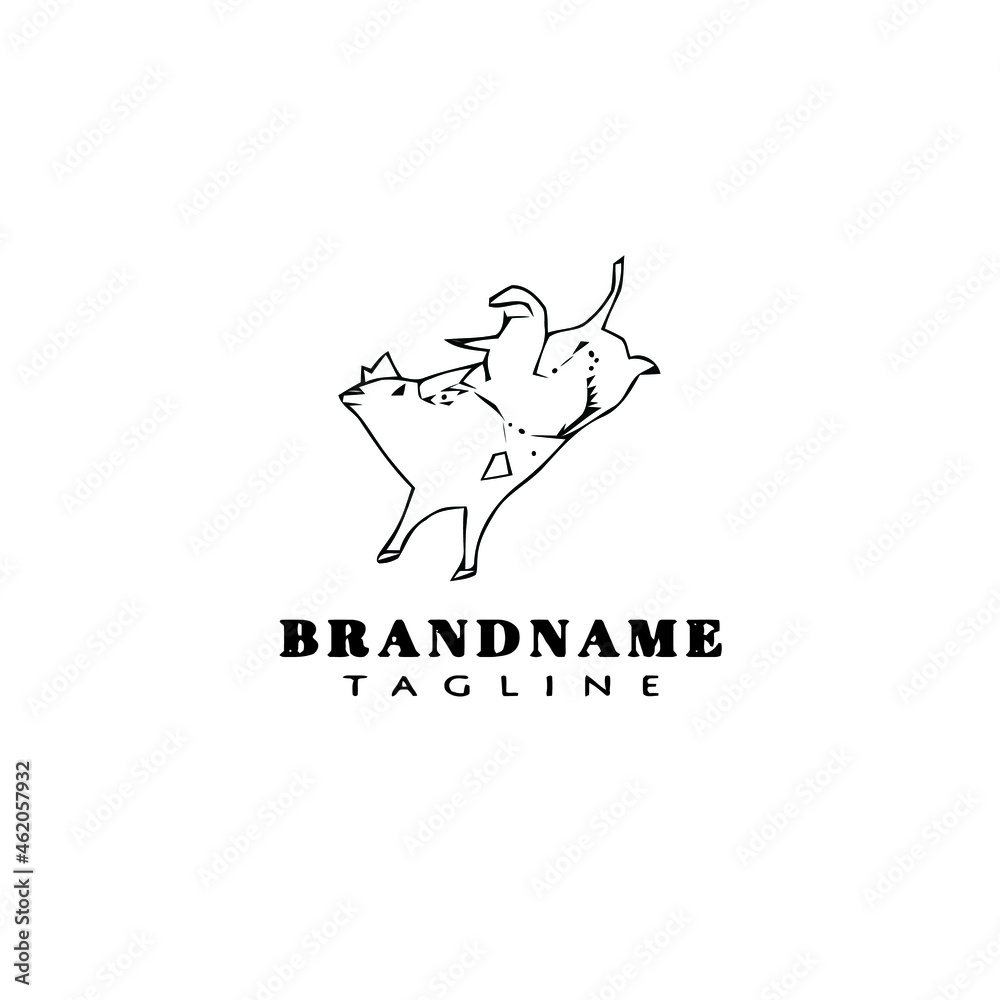 cute bull rider logo cartoon icon design template black isolated vector illustration