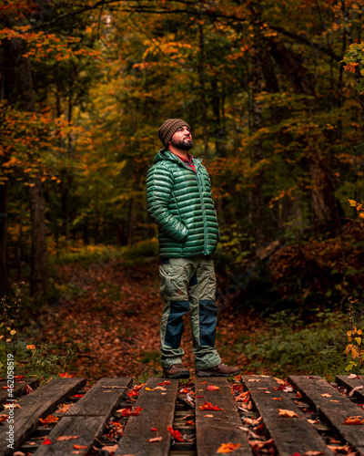 Autumn Portrait of man hiking