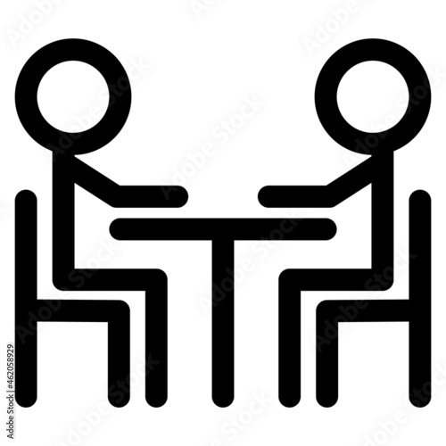 椅子に座って会話をする人　シンプルなイラスト