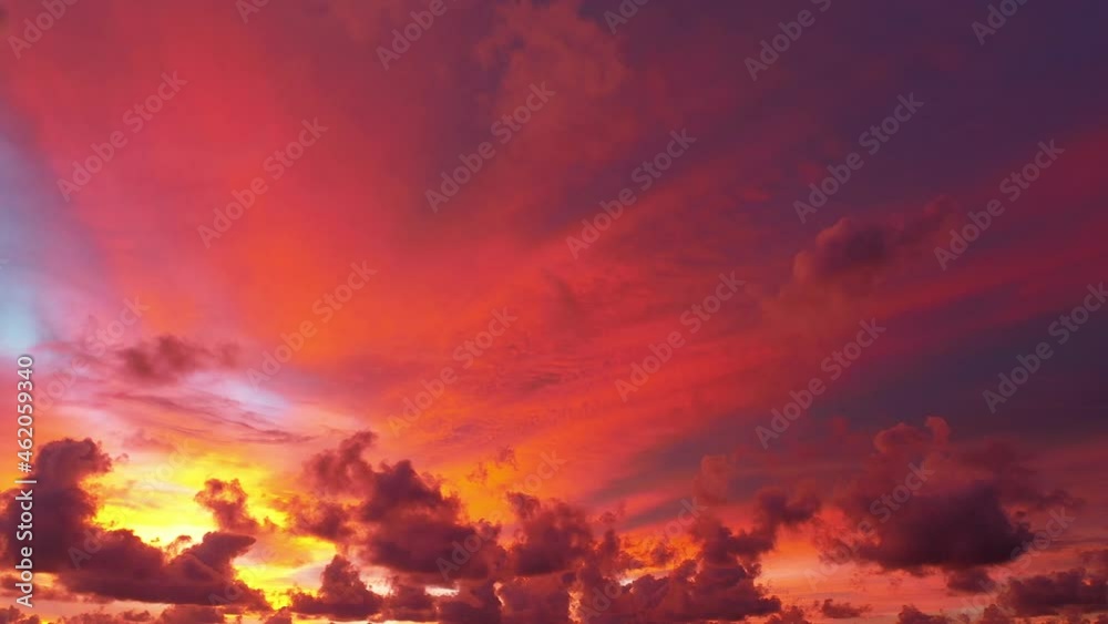 aerial view scenery stunning sky in sunset above Phuket city..Scene of Colorful romantic sky sunset with Changing the color of sky background. .beautiful red sky at sunset nature and travel concept