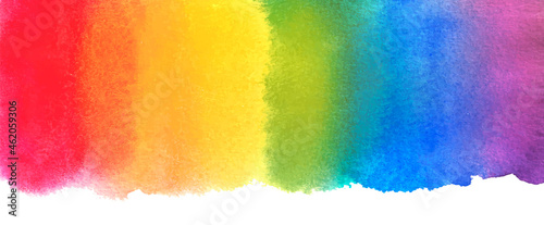 Watercolor rainbow abstract painting background. Hand drawn artwork, paper texture. Red, orange, yellow, green, blue, indigo, violet, purple colors