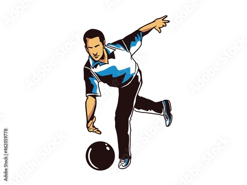 vector set of bowling logos, emblems and design elements