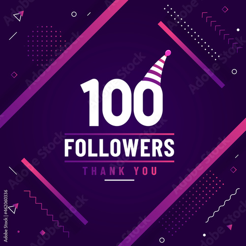 Thank you 100 followers celebration modern colorful design.