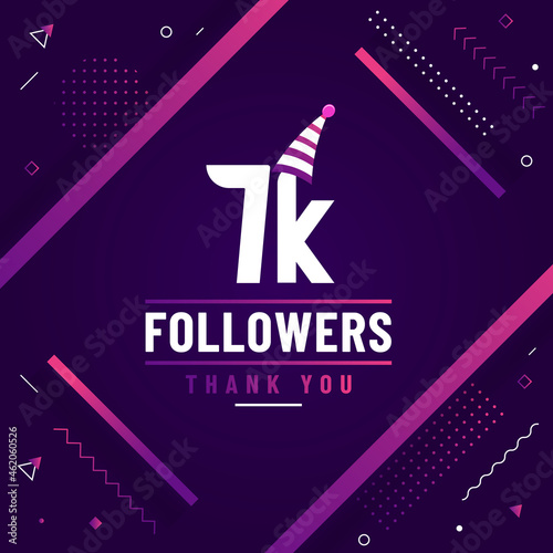 Thank you 7K followers, 7000 followers celebration modern colorful design.