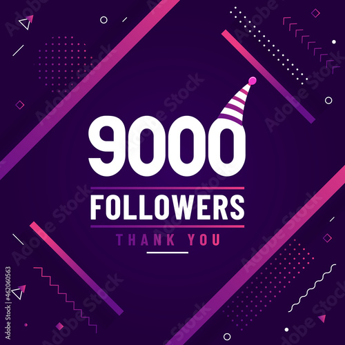 Thank you 9000 followers, 9K followers celebration modern colorful design. photo