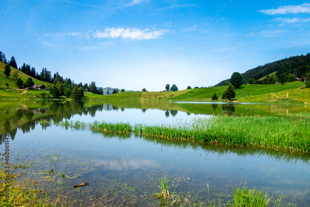 Lake of the Confins and Mountain landscape in La Clusaz, France Lake of the Confins and Mountain landscape in La Clusaz, France