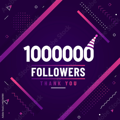 Thank you 1000000 followers, 1M followers celebration modern colorful design.