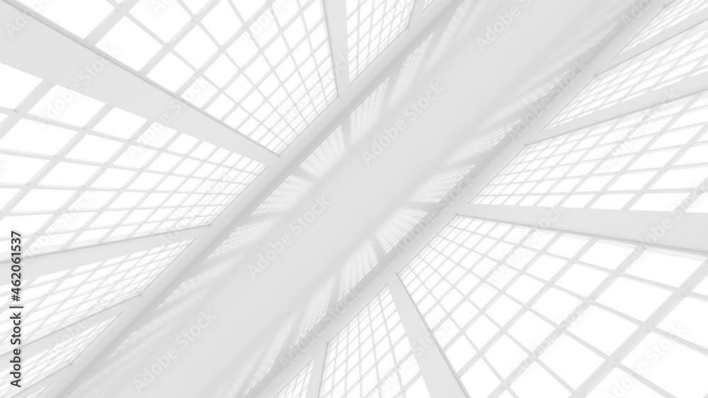 Futuristic white background with bright light. Seamless looping animation
