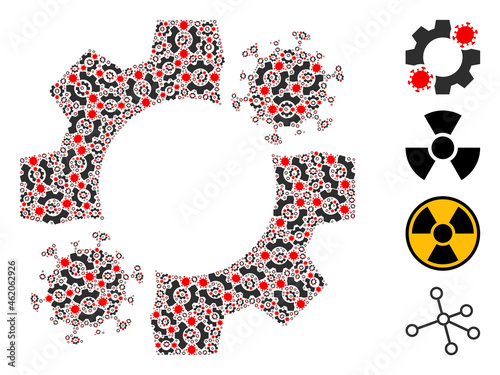 Vector virus mechanics fractal is formed from repeating recursive virus mechanics parts. Fractal mosaic from virus mechanics.