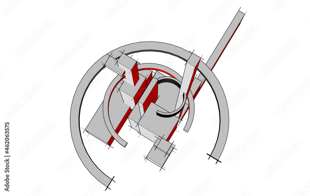 Naklejka premium abstract architecture design digital drawing