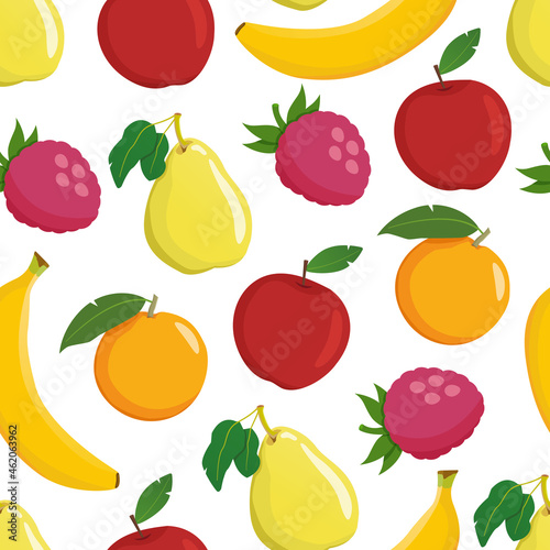 Fruit seamless pattern. Yellow-red pattern. Fruits. Bright pattern with fruits for packaging and design of wallpaper  things.