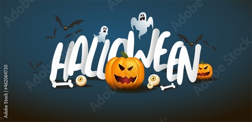 Poster  banner for Halloween Party Night  vector illustration.