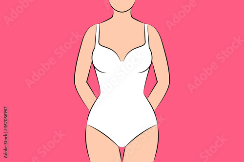 Woman with beautiful figure wearing white underwear