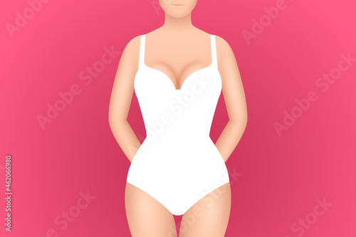 Woman with beautiful figure wearing white underwear