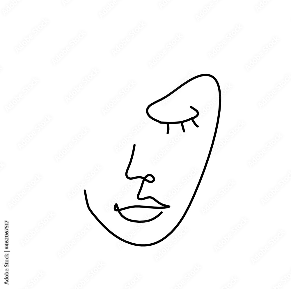 Woman silhouette face as line drawing picture on white Woman silhouette face as line drawing picture on white