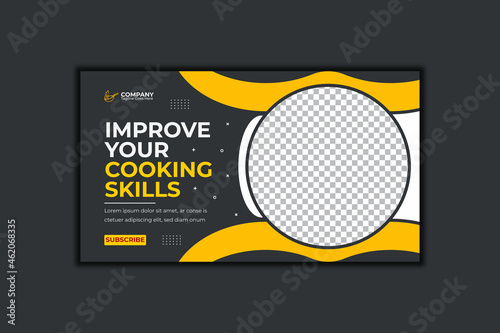 Cooking Youtube Thumbnail Template Design and Web Banner