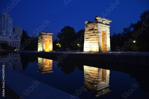 Temple of Debod in Madrid, Spain. An ancient Egyptian temple originally in Nubia and rebuilted in Madrid.