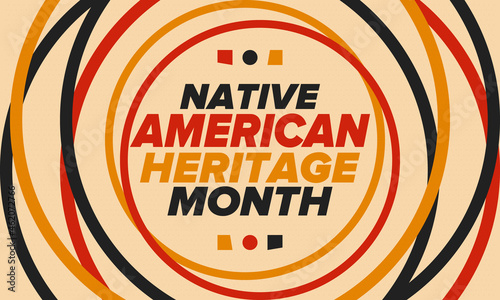 Native American Heritage Month in November. American Indian culture. Celebrate annual in United States. Tradition pattern. Poster, card, banner and background. Vector ornament, illustration