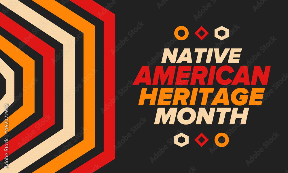 Obraz premium Native American Heritage Month in November. American Indian culture. Celebrate annual in United States. Tradition pattern. Poster, card, banner and background. Vector ornament, illustration