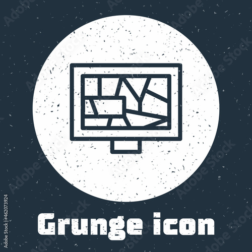 Grunge line Picture art icon isolated on grey background. Monochrome vintage drawing. Vector