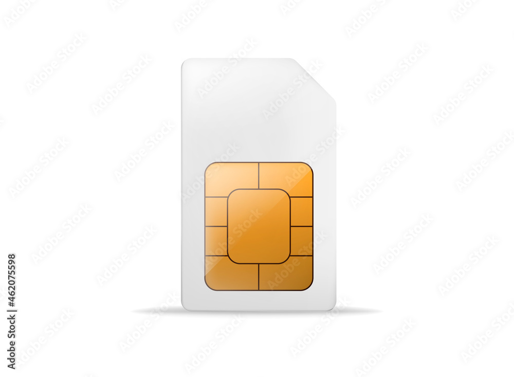 Sim card object realistic vector icon.Vector illustration isolated on white background.