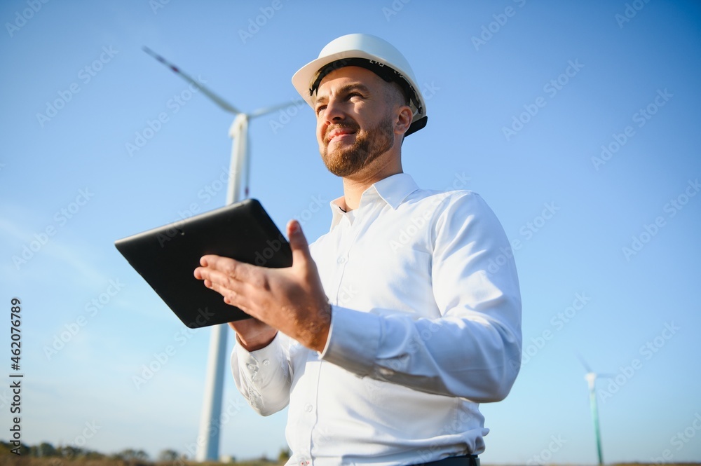 Power engineer are working with wind turbines. Power engineer are working with wind turbines.