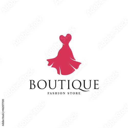 ashion Boutique Store Logo Template With Dress Isolated