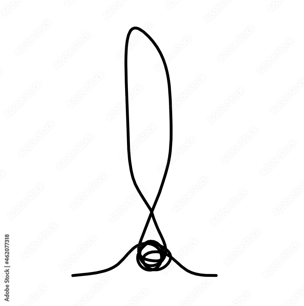 Abstract exclamation mark continuous lines drawing on white background Abstract exclamation mark continuous lines drawing on white background