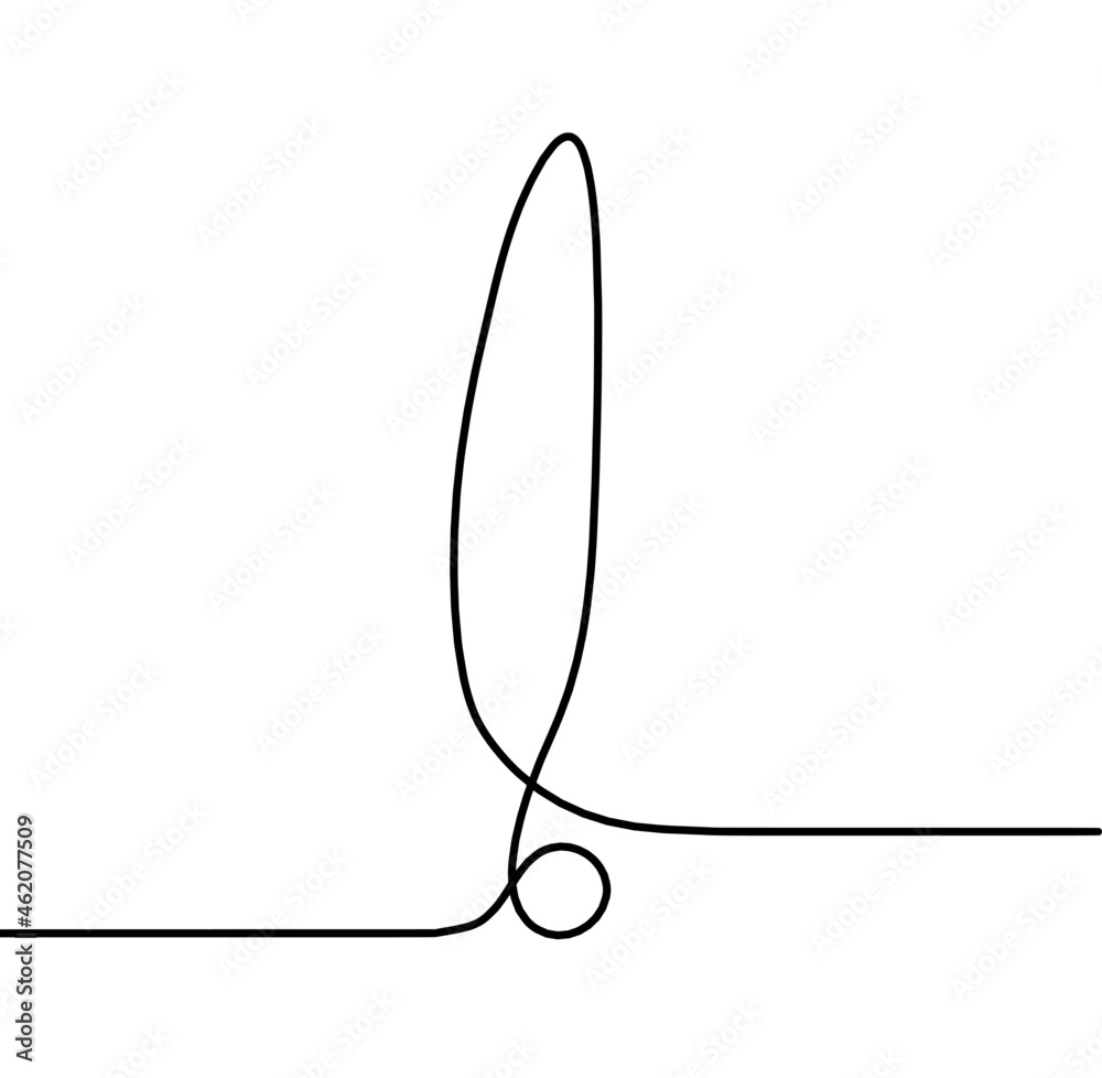 Abstract exclamation mark continuous lines drawing on white background Abstract exclamation mark continuous lines drawing on white background