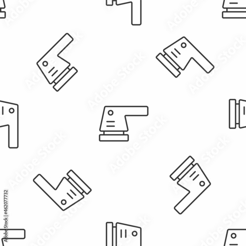 Grey line Electric sander icon isolated seamless pattern on white background. Orbital sander. For floor and wooden planks sanding sandpaper. Vector