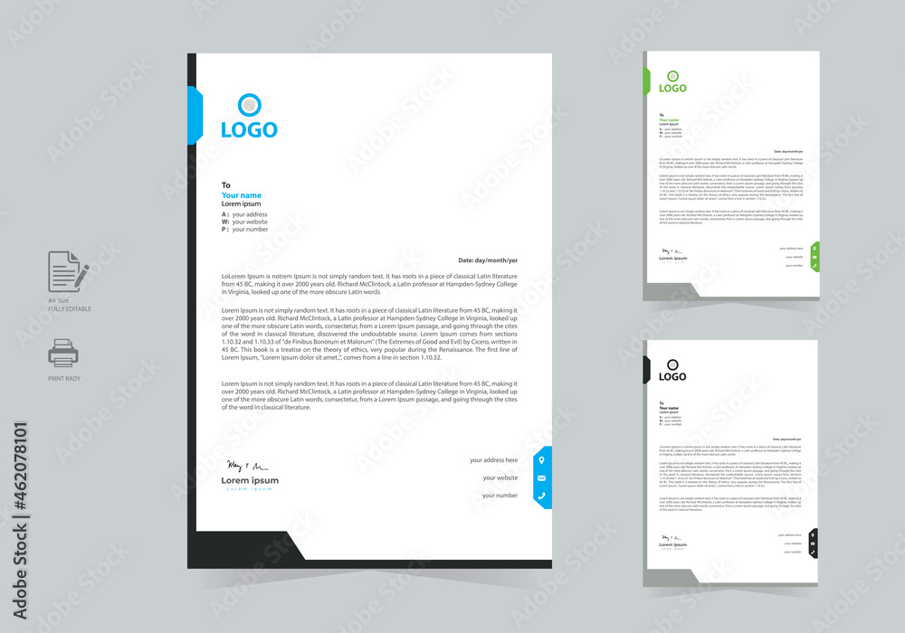 Abstract Minimal Creative  Business Style Letterhead   Design Vector Template Bundle For Your Business