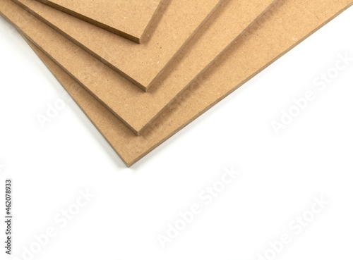 MDF plates arranged in the shape of four triangles.