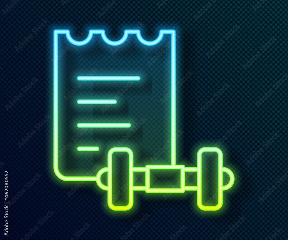 Glowing neon line Sport training program or fitness plan icon isolated on black background. Vector Glowing neon line Sport training program or fitness plan icon isolated on black background. Vector