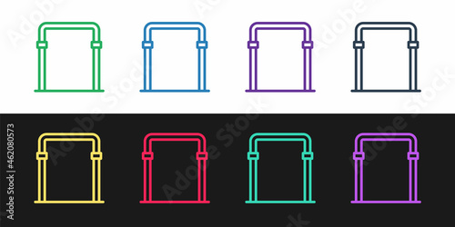 Set line Sport horizontal bar icon isolated on black and white background. Vector