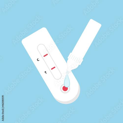 Covid-19 test vector. Covid-19 home test kit. coronavirus antibody antigen blood test.