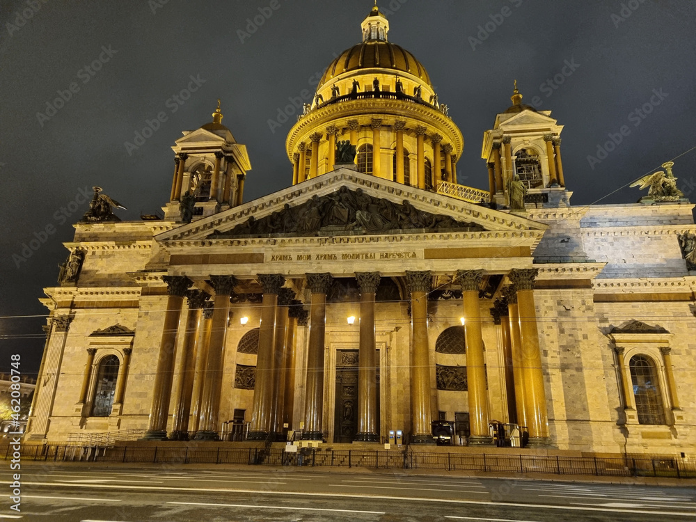Isaakievskiy cathedral at spring night in St Petersburg