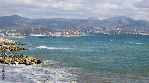 Bay and port of Malaga from the mouth of the Guadalhorce