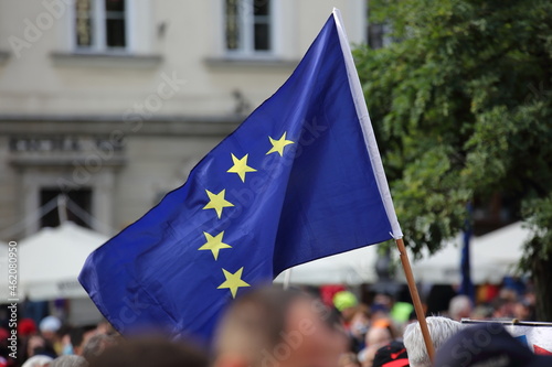 european union flag o pro-EU demonstration in Poland