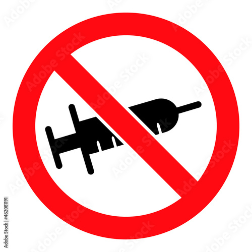 No syringe drugs vector icon. A flat illustration design used for no syringe drugs icon, on a white background.