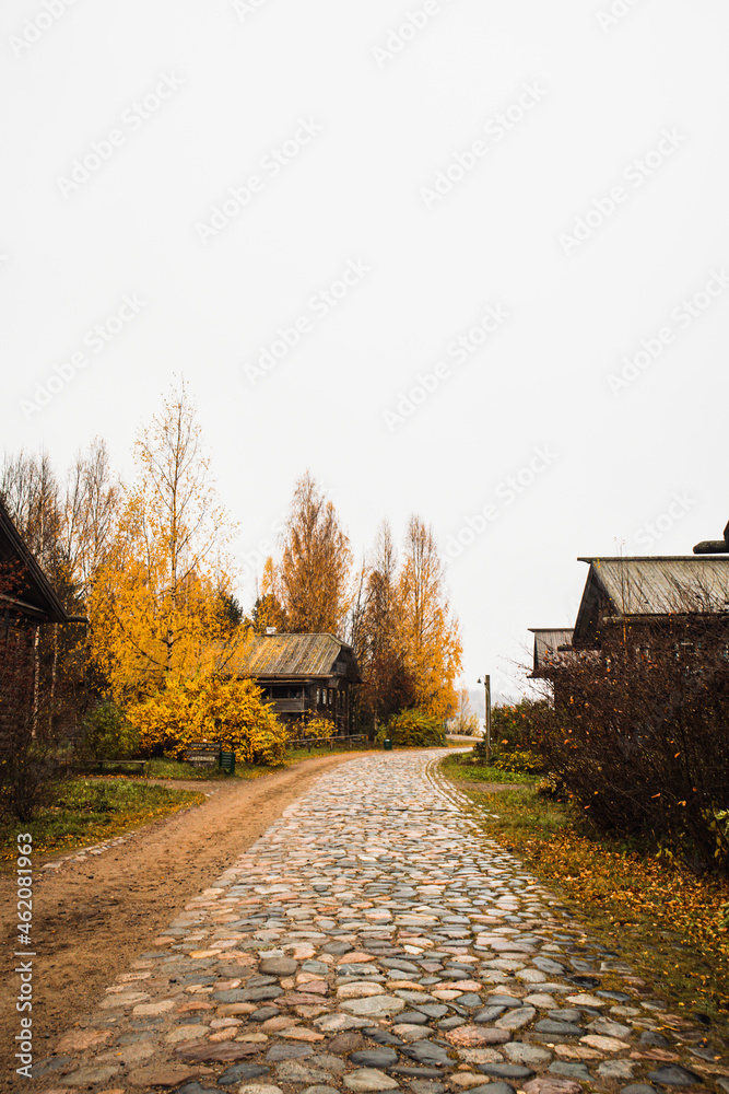Obraz premium old russian village in autumn