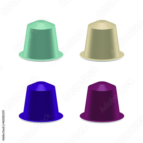 set of coffee capsules isolated on white. realistic vector illustration