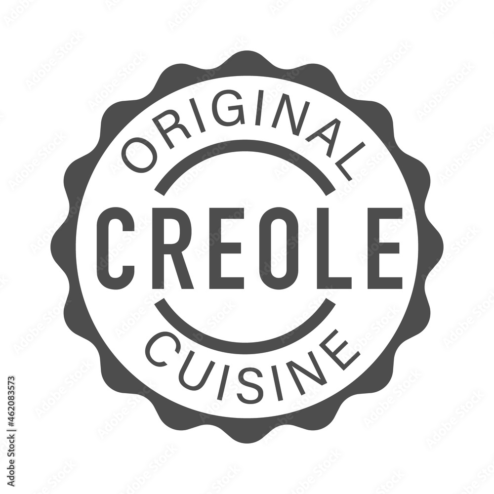 Original creole cuisine label or stamp on white background Original creole cuisine label or stamp on white background