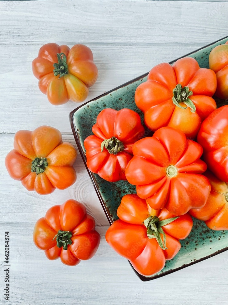 tomatoes on a wooden table top view tomatoes on a wooden table top view