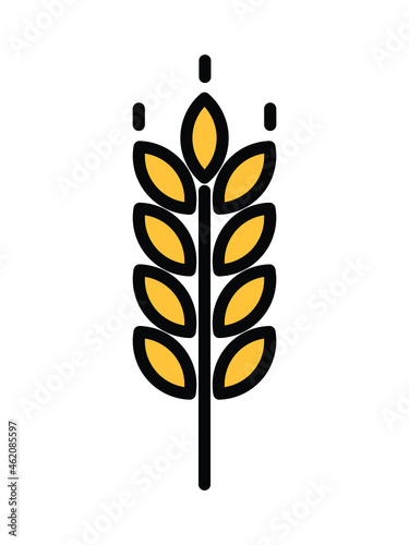 Wheat vector icon design illustration. Oat symbol .Agriculture concept. Ears of Wheat, Barley or Rye vector visual graphic icon, ideal for bread packaging, beer labels etc on white background.