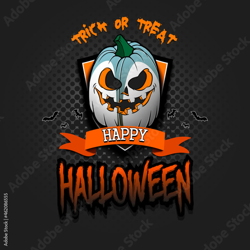 Happy Halloween. Template rugby design. Logo rugby ball in the form of a pumpkin on an isolated background. Pattern for banner, poster, greeting card, invitation. Vector illustration