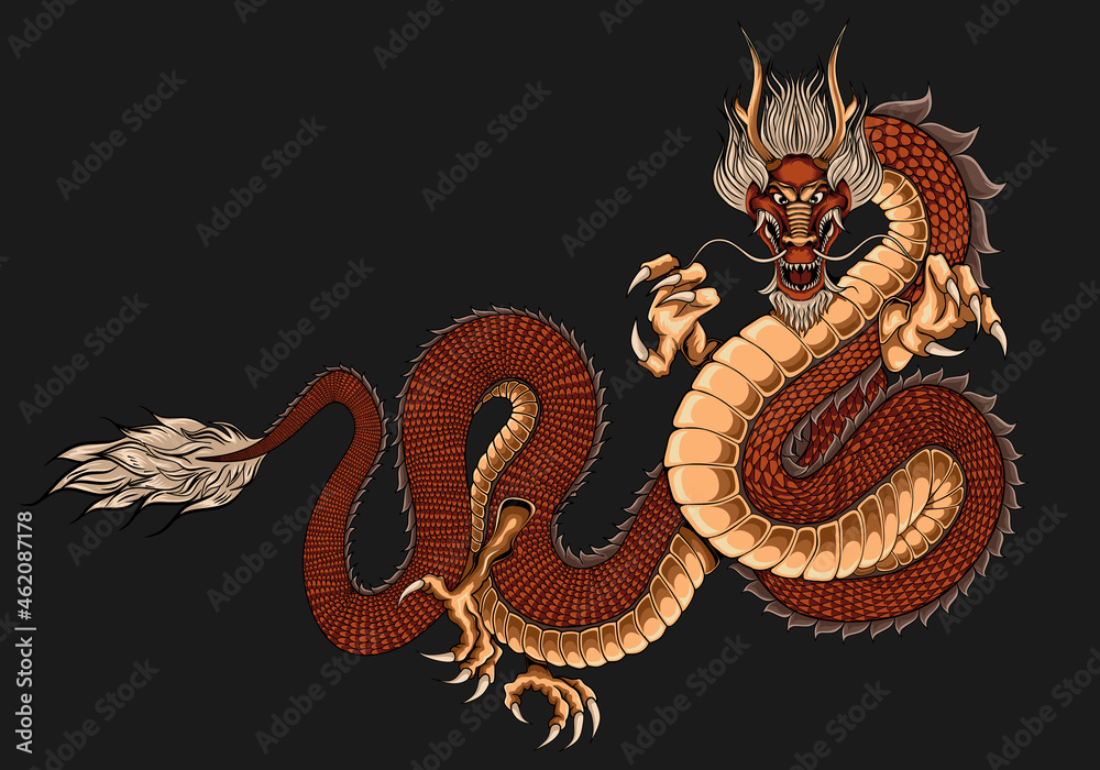 Fototapeta premium Illustration Dragon Tattoo