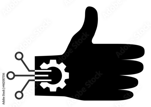 Mechanical hand vector illustration. A flat illustration design used for mechanical hand icon, on a white background.