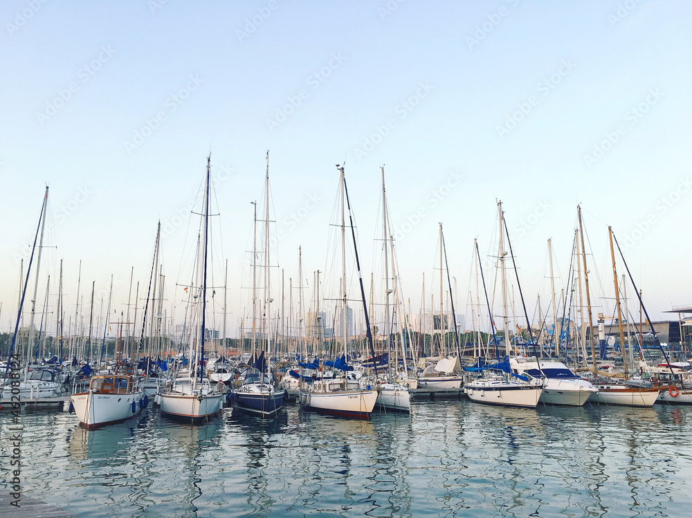 beautiful background. the yachts are moored in the bay
