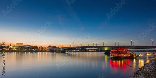 Die Kennedybrücke in Bonn zur Blauen Stunde; Deutschland photo